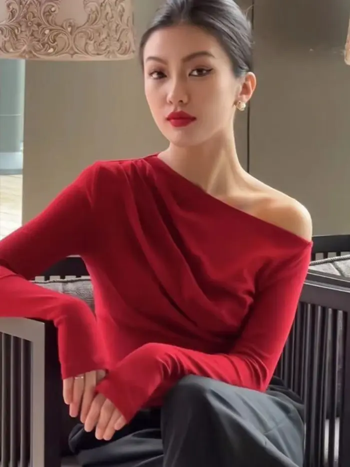 2025 Slim blanc T-shirt noir rouge femme