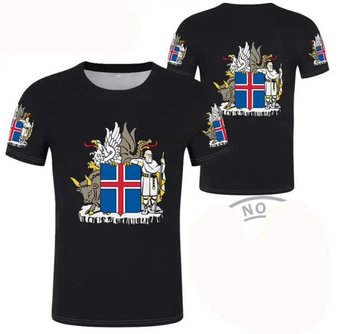 T-shirt unisexe décontracté avec emblème de la Nation islandaise