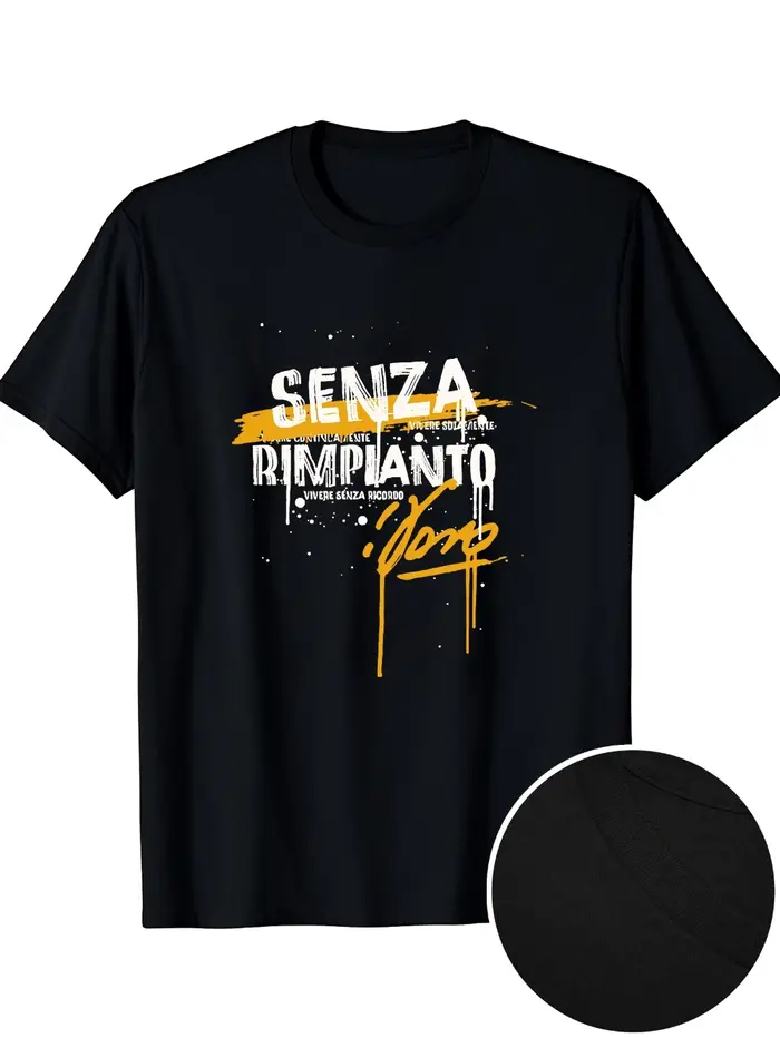 T-shirt à motif rébelliant Vasco Rossi - Noir avec des touches jaunes et blanches audacieuses, T-shi