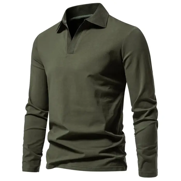 T-shirt à Manches sulf95% Coton pour Homme, Vêtement Décontracté, Solide, avec Col Rabattu, Style Vi