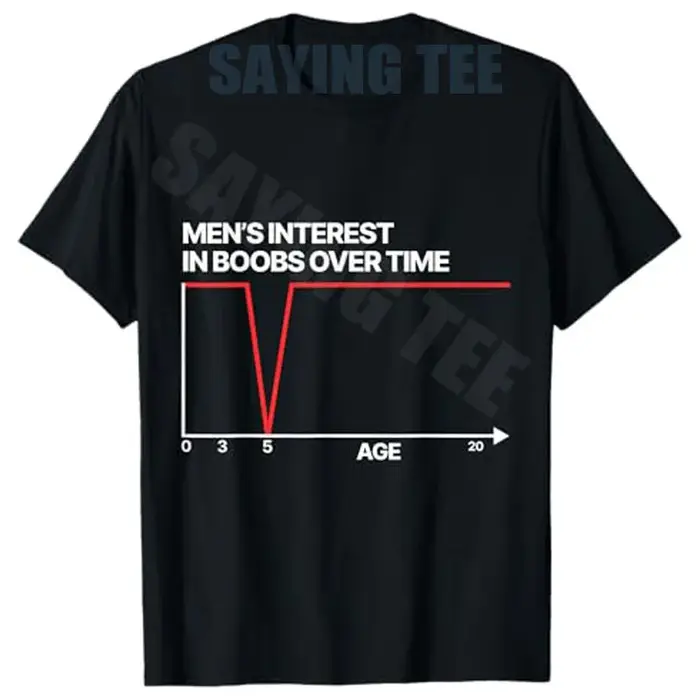 T-shirt humoristique Y2K pour hommes et femmes avec message imprimé « Funny Men's Interest in Boobs