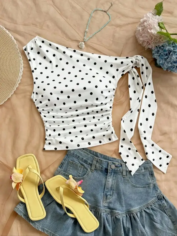 Haut court à pois pour femme