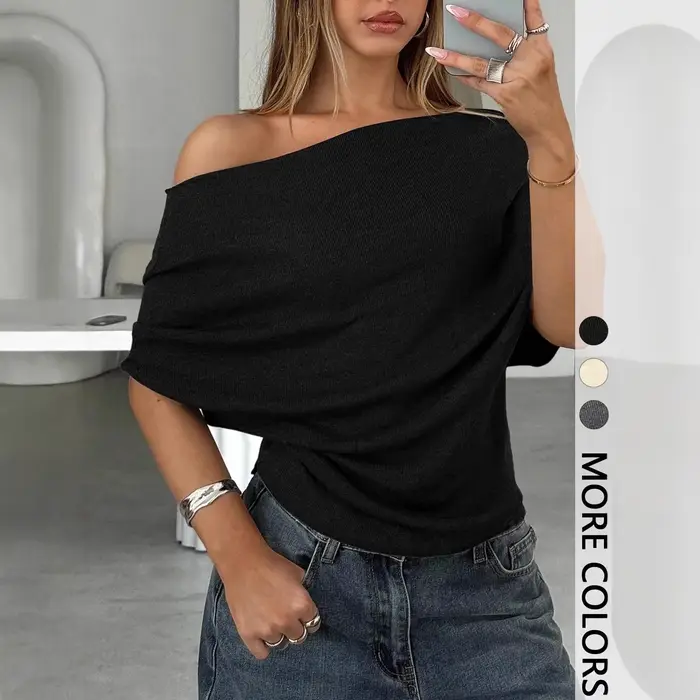 T-shirt sexy et tendance à épaules dénudées pour femme