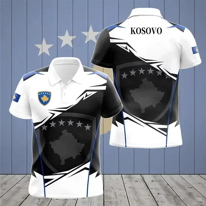Polo graphique drapeau national du Kosovo pour hommes et femmes