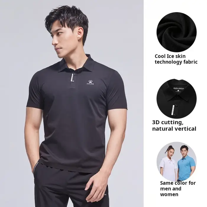 Kelme Polo-T-shirt à manches courtes pour homme, vêtement de sport respirant et à séchage rapide, po