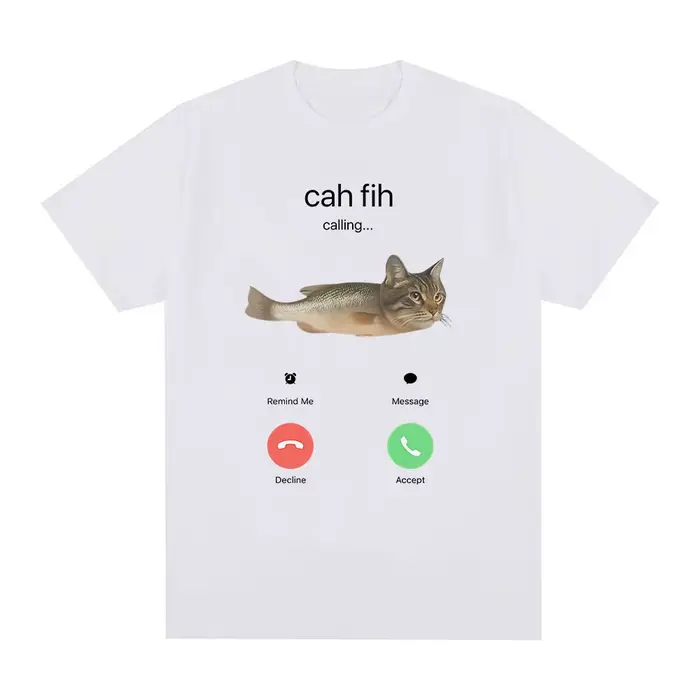 T-shirt humoristique Cah Fih Meme : Chat, Poisson, Meme Hybride – Cadeau Culture Internet Humour Abs