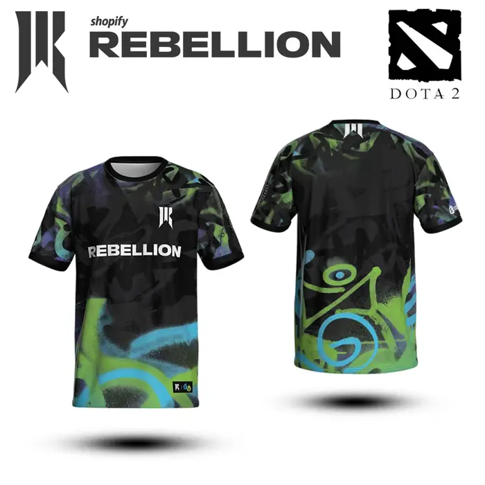 Maillot personnalisable DOTA2 Esports Gear Shopify Rebellion