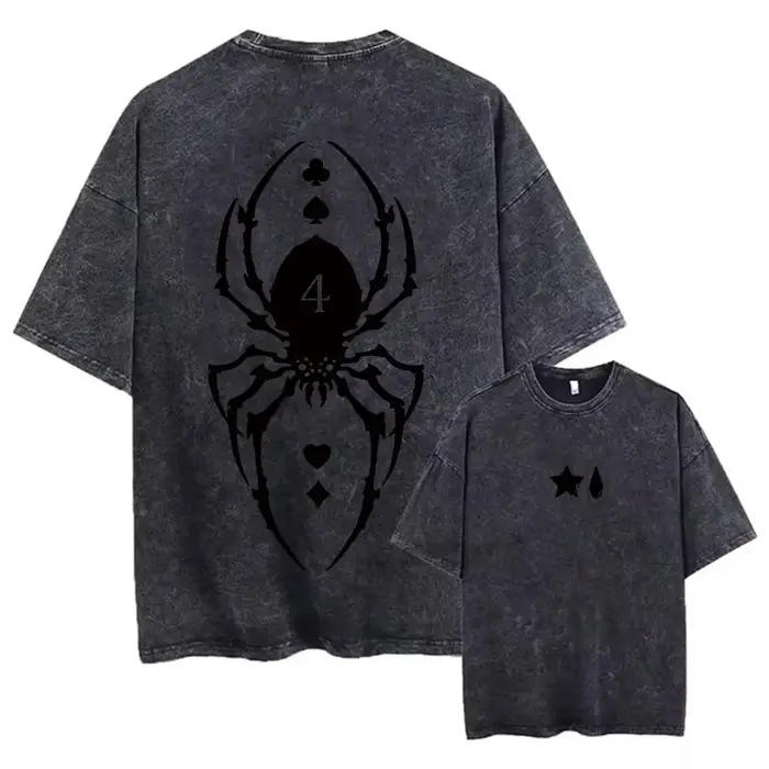 T-shirt délavé imprimé Anime japonais Hunter X Hunter