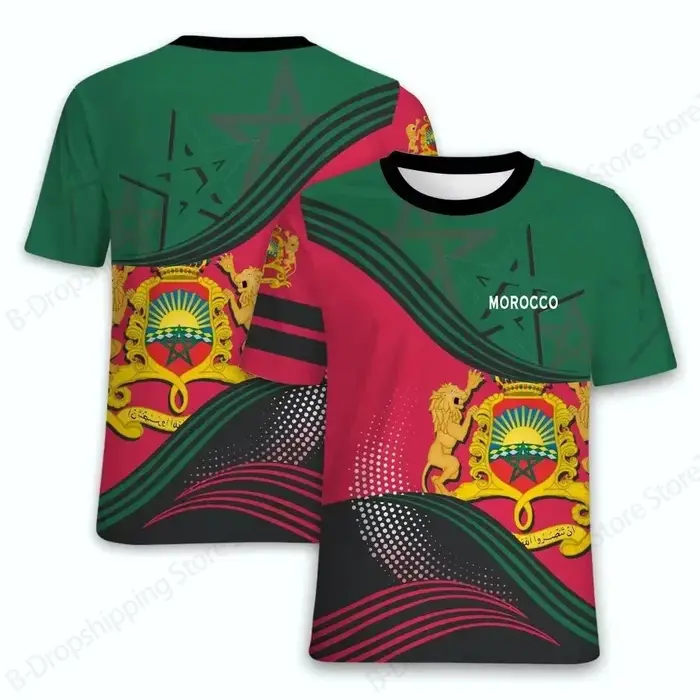 Drapeau marocain impression 3d T-shirt hommes femmes mode