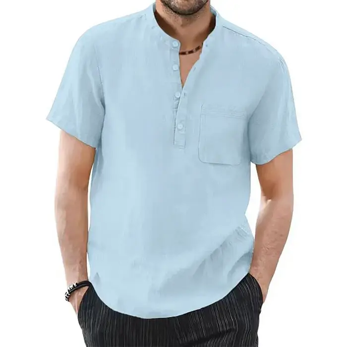 T-shirt à Manches Courtes en Coton et Lin pour Homme, Décontracté, Confortable, Respirant, Taille Am