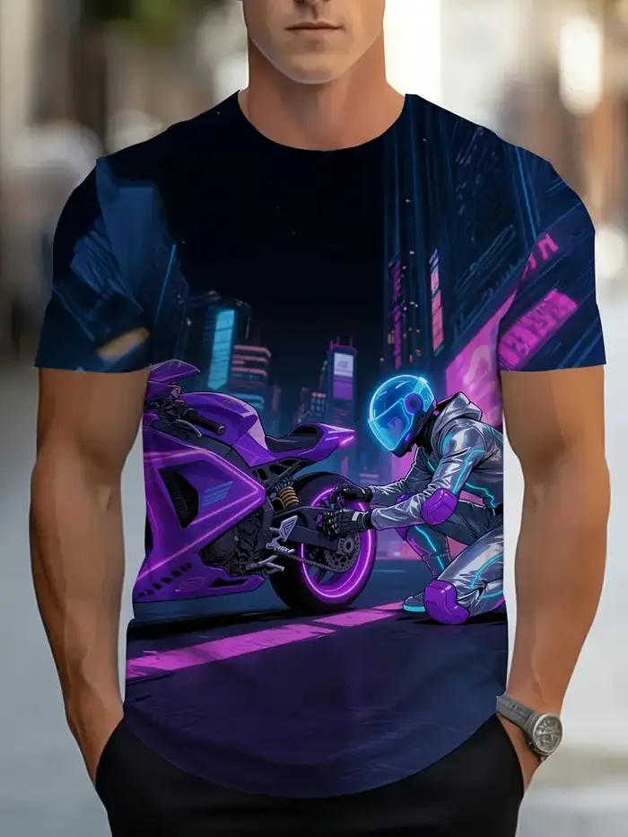 Vintage Moto graphique T-Shirt pour hommes vêtements 3D imprimé