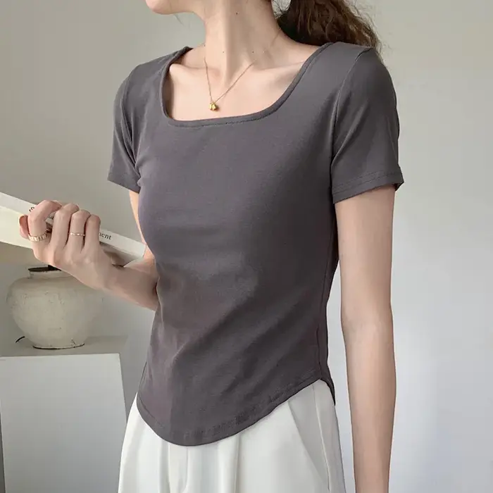 T-shirt d'été en coton à manches courtes pour femmes