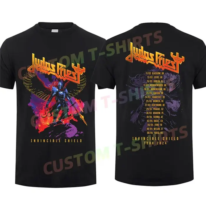 2024 Hommes Été T Shirt Judas Priest The Invincible Shield Winged Man Tour 2024