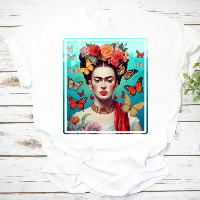 T-shirt Frida Kahlo classique vintage féministe, style mexicain, thème Frida Kahlo, coupe ajustée, v
