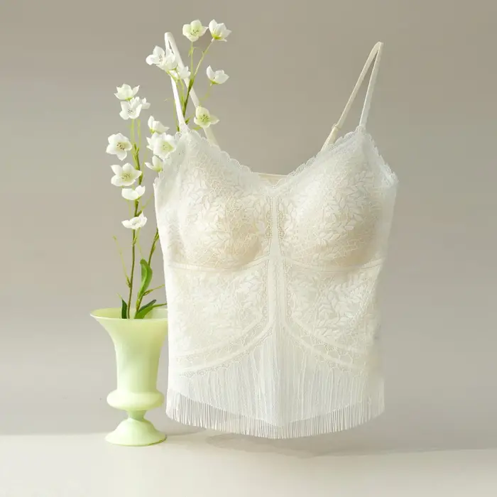 SUJIIN Sexy dentelle Camisole débardeurs femmes 2025 été sans manches beau dos haut dame Simple t-shirts occasionnels