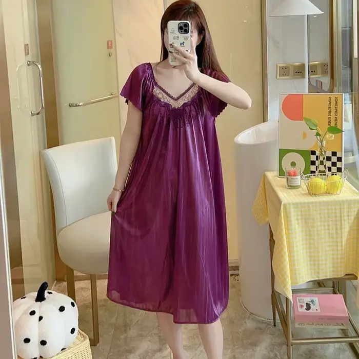 Slip robe de nuit femmes à manches courtes vêtements