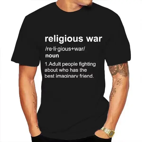 T-shirt pour homme « Guerre Religieuse » avec imprimé lettres amusantes