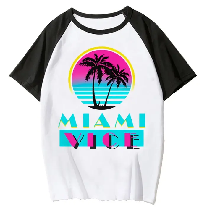 T-shirt femme, vêtement humoristique, japonais, créateur de manga, miami vice