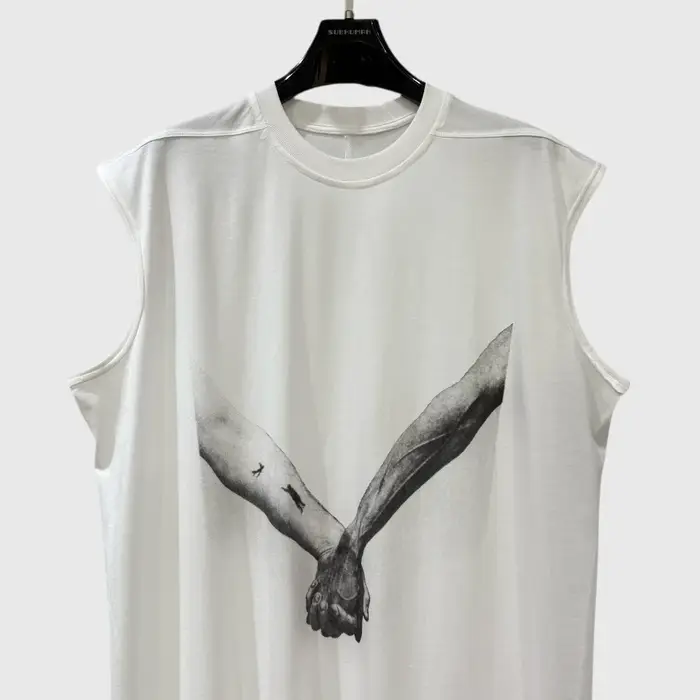 High Street Tees Débardeurs Style Homme Été Nouveau Bras Imprimé Sangle Conception Lâche Grand Décontracté Mode Polyvalent Débardeur