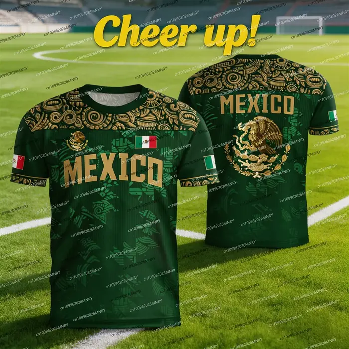 T-shirt imprimé drapeau national du Mexique pour hommes
