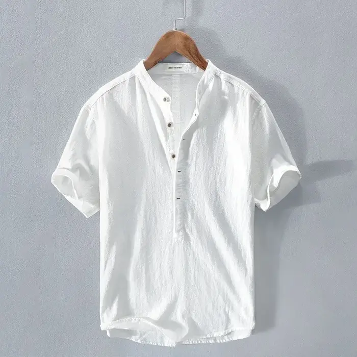 Chemise en coton et lin pour homme