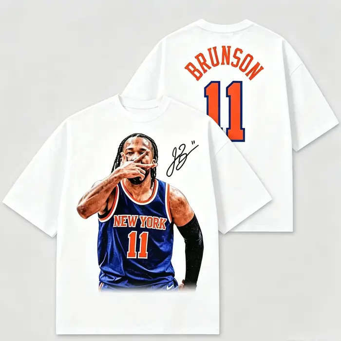 T-shirt Jalen Brunson 11 Graphics 100% coton – Nouvelle collection été 2026 Knicks – Maillot de sport de haute qualité