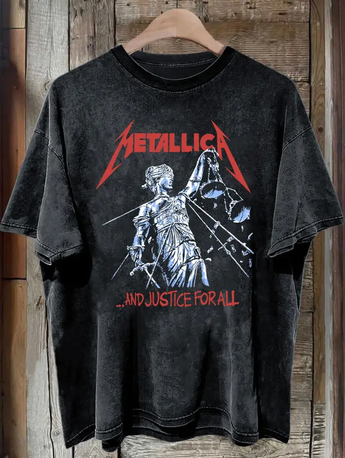 T-shirt délavé à motif de groupe de Rock Vintage