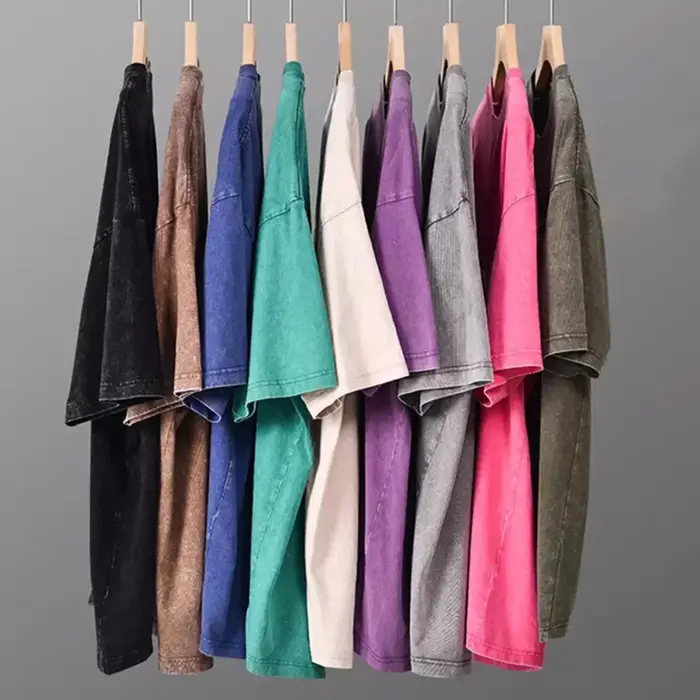 Style américain rétro lourd couleur unie à manches courtes T-shirt hommes femmes été rue à la mode lavé vieux vêtements surdimensionnés