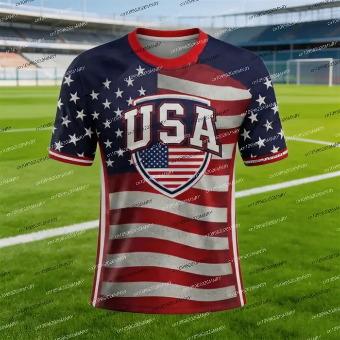 T-shirt Enfant et Homme 2026 avec Emblème Drapeau Américain