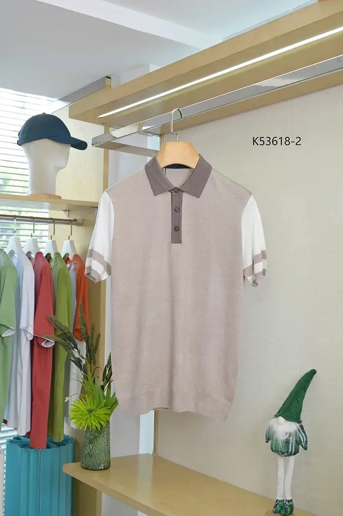 OECHSLI polo soie hommes 2025 nouvelle mode broderie élastique à manches courtes mince fermeture écl