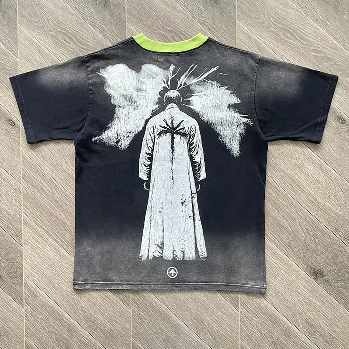 T-shirt décontracté à manches courtes pour hommes et femmes Vertabrae American Street Dark Rap Day Foot VERTEE5