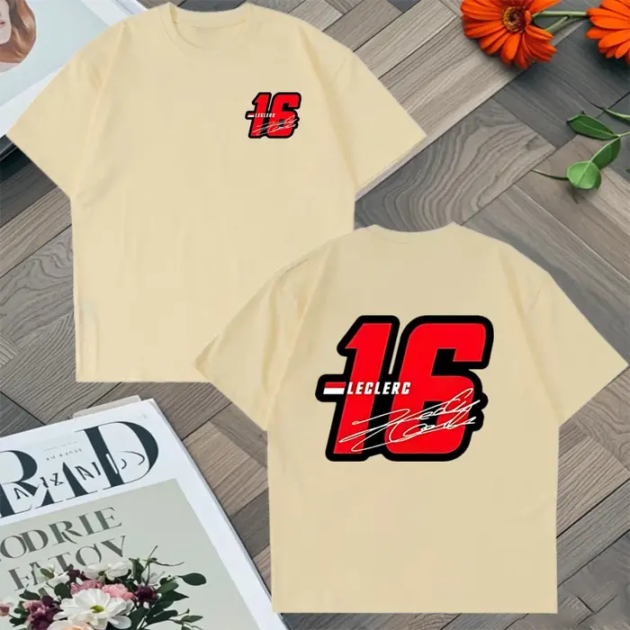 2025 tendance numéro 16 Charles Leclerc Racer graphique lâche t-shirt hommes femmes coton été Hip Hop à manches courtes unisexe t-shirts