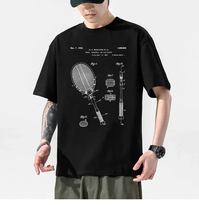 T-shirt de sport à motif d'ours de tennis pour hommes et femmes