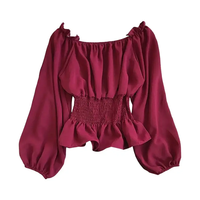 Haut élégant à manches longues pour femmes, chemise médiévale, manches cloche, épaules dénudées, chemise gothique, col tortue, Pack ру onderdelen
