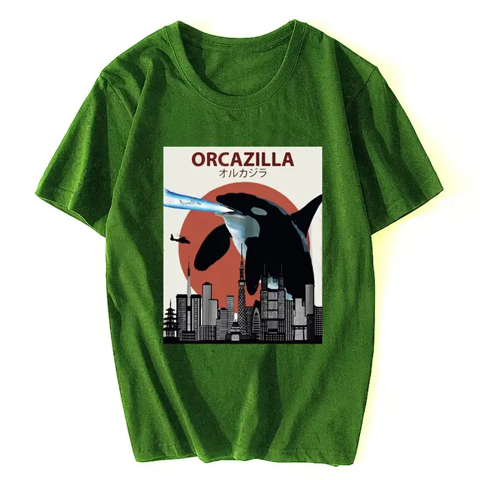 Offre spéciale mode coton T-shirt Orcazilla drôle tueur baleine