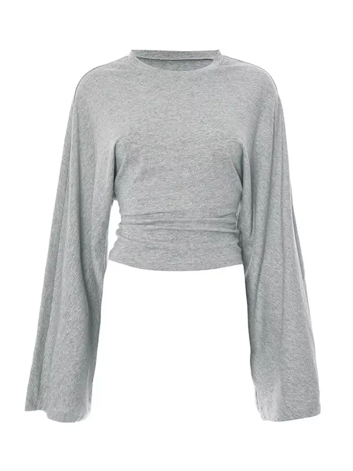 T-Shirt slim à manches longues et col rond pour femme