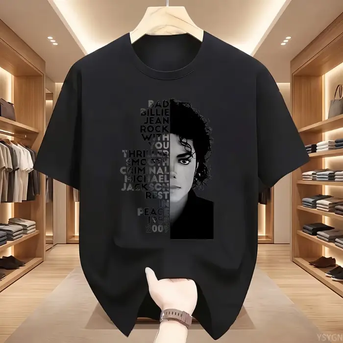 T-shirts Michael Jackson King of Pop pour femme, manches courtes, T-shirt décontracté à col rond imp