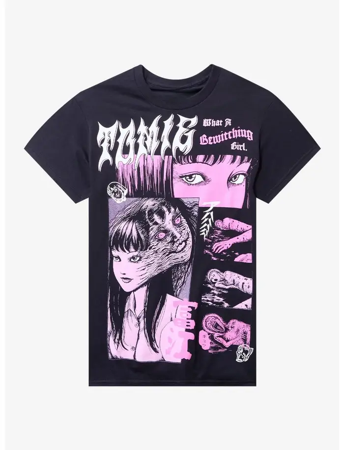 T-shirt en coton unisexe à manches courtes, motif Junji Ito, bandes dessinées d'horreur japonaises, 