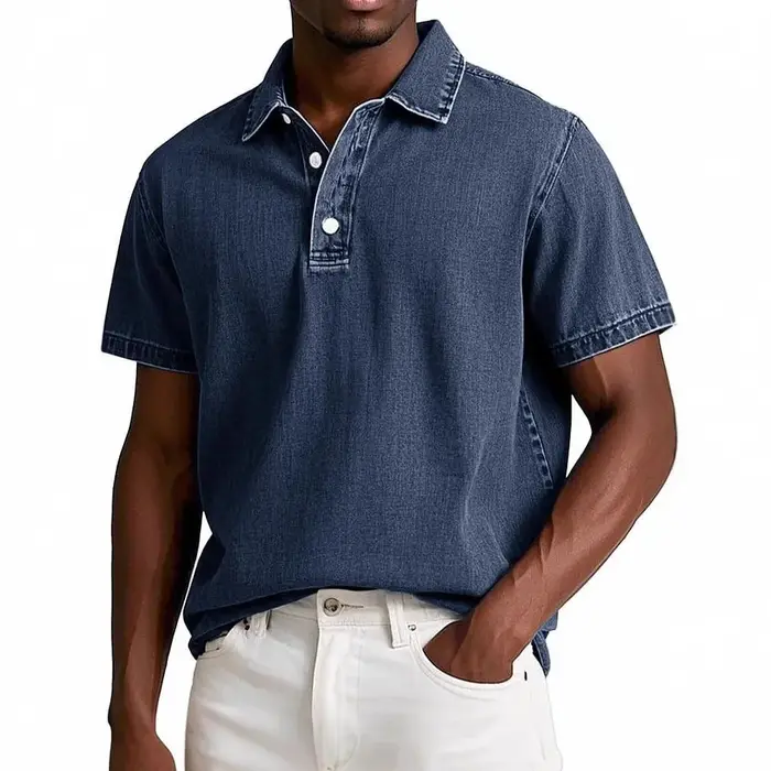 2025 nouveaux hommes rétro revers Polo couleur unie affaires décontracté à manches courtes T-shirt