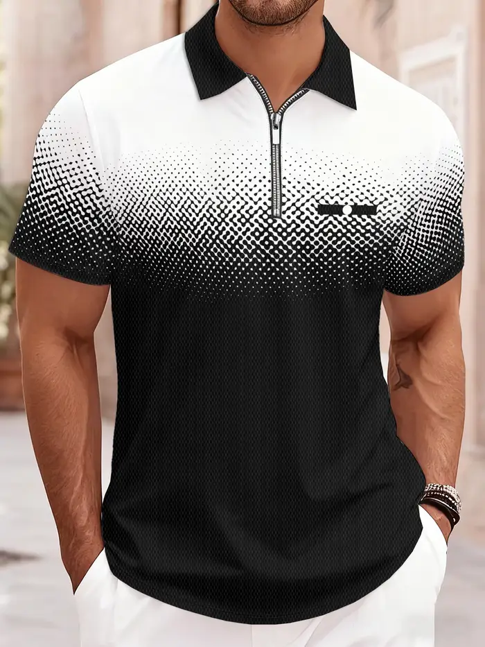 Nouveau style été 2026 : Polo zippé pour homme avec imprimé 3D, idéal pour un look décontracté et te