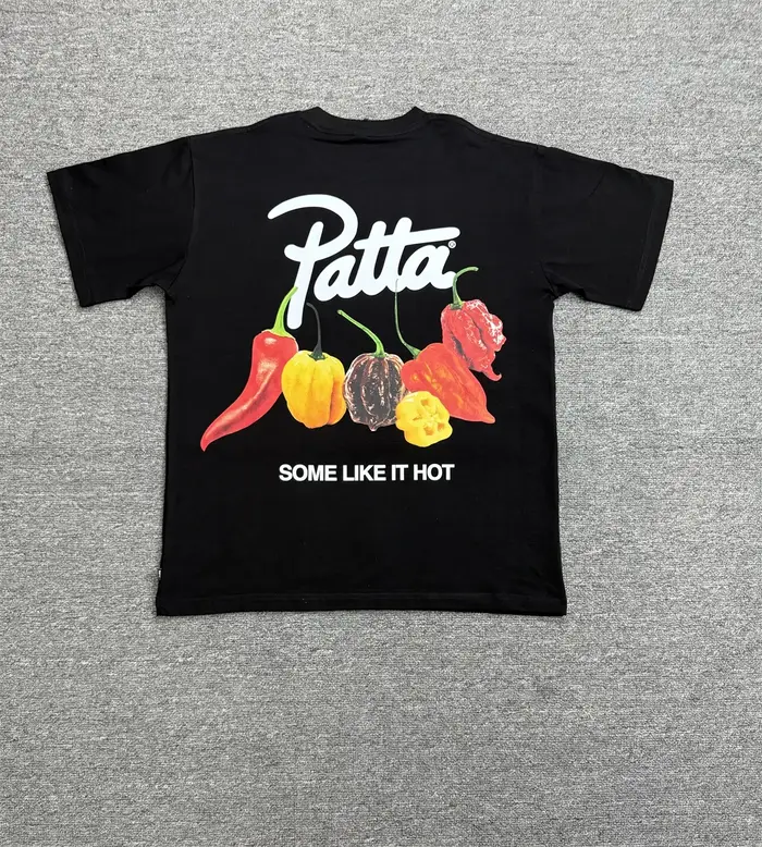 Patta T-shirt surdimensionné imprimé Chili pour hommes et femmes, noir et blanc