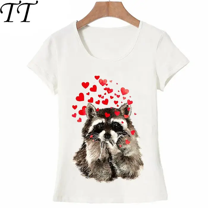 T-shirt mignon raton laveur soufflant pour femmes