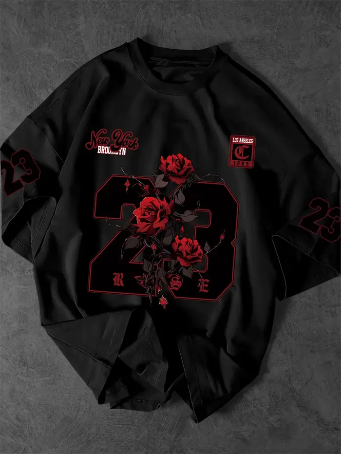 T-shirt graphique New York 23 Rose pour hommes