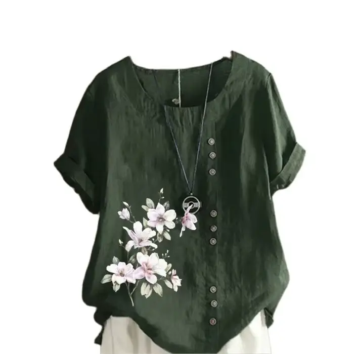 T-shirt en lin de coton confortable pour femme