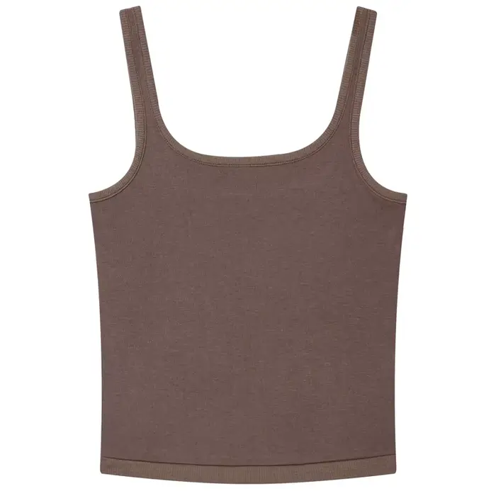 Débardeur marron élégant à col carré pour femme, corset court sexy sans manches et dos nu, collectio