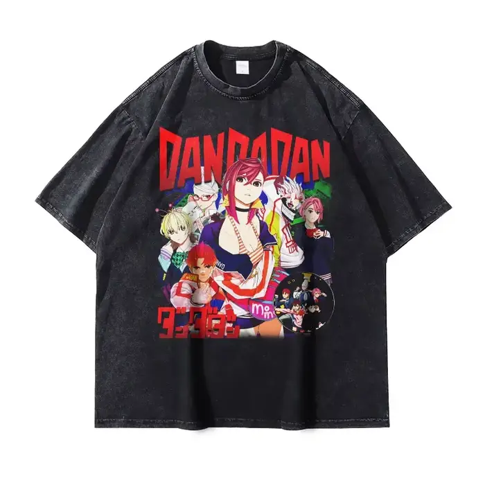 Anime Dan Da Dan t-shirt surdimensionné Vintage lavé Dandadan T-shirts Streetwear rétro Manga Ayase 