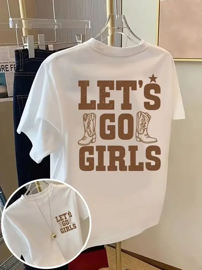 T-shirt Western pour femme avec slogan « Let's Go »