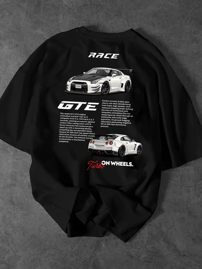T-shirt pour homme avec imprimé graphique de voiture de course