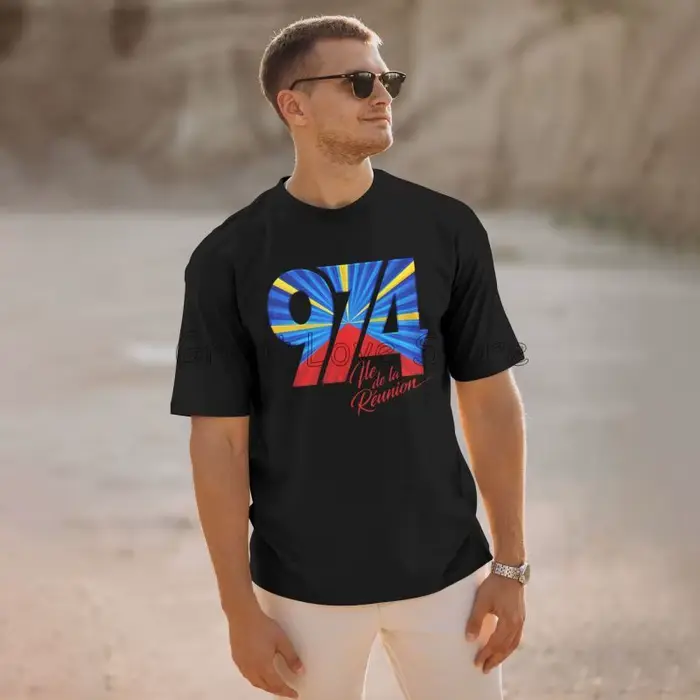Personnalisé 974 île de la réunion Logo imprimé T-shirt hommes coton graphique t-shirts été décontracté grande taille