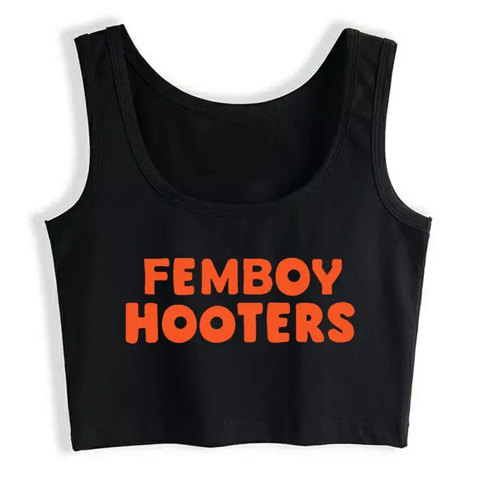 Femboy Hooters texte imprimé mode haute rue Style haut court femmes Sexy entraînement débardeurs gym